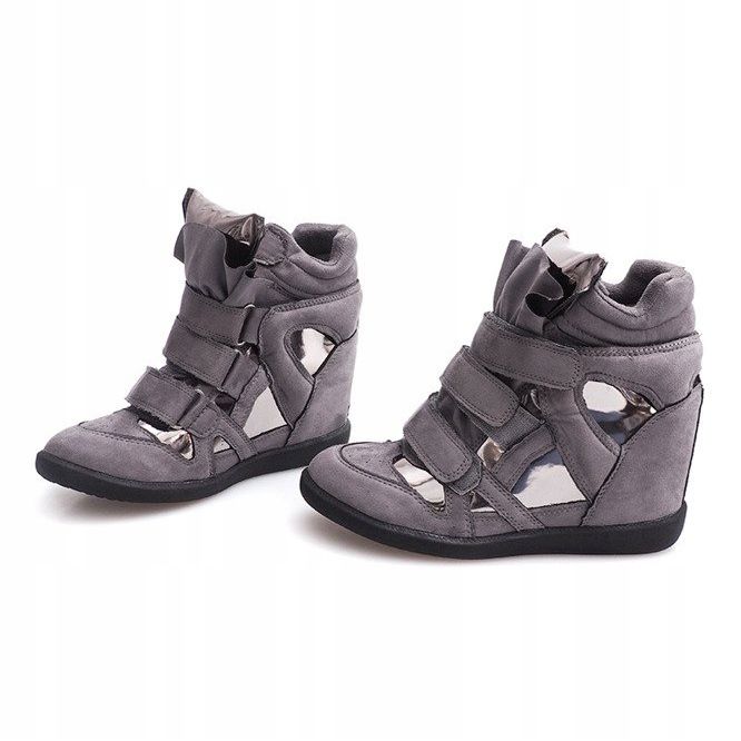 Wedge sneakers med velcro 6041 grå 1
