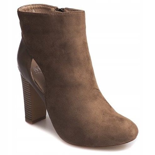 Ruskind støvletter på en søjle med lynlås T-10 beige 2