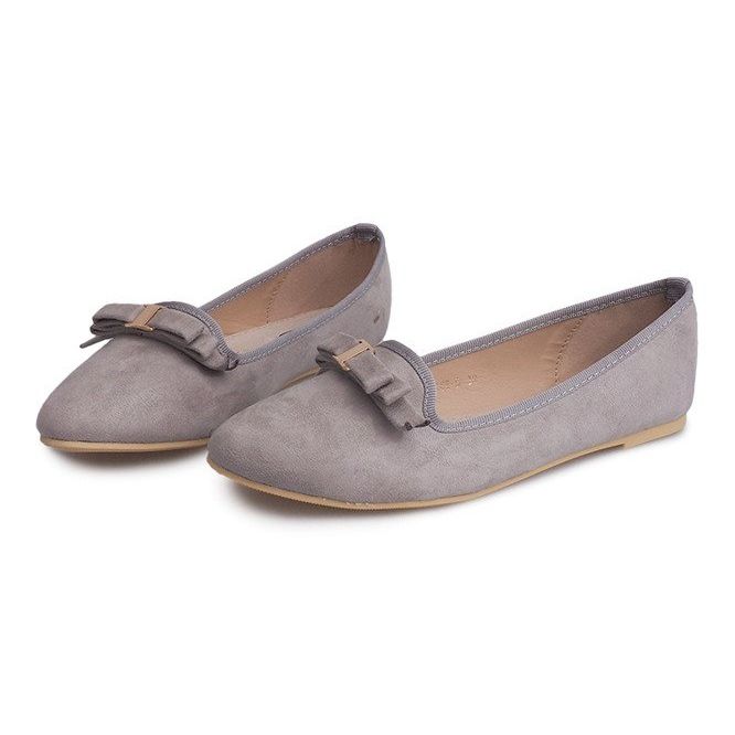 Suede Ballerinaer Med Sløjfe 1188-5 Grå 1