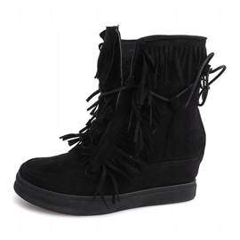 Wedge Sneakers With Fringes Boho 881-2 Sort 1