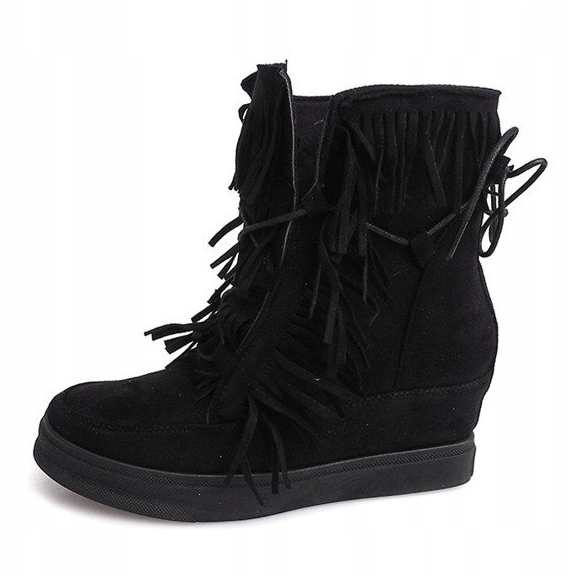 Wedge Sneakers With Fringes Boho 881-2 Sort 1
