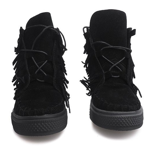Wedge sneakers med frynser Boho F3 sort 2