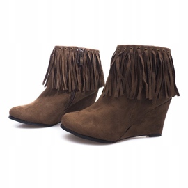 Ruskind støvletter på Wedge Boho 6257-15 Khaki flerfarvet grøn 1