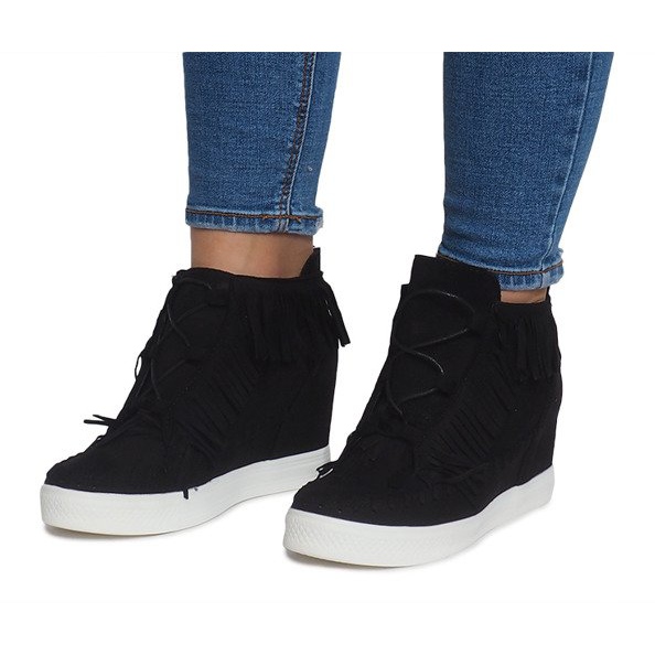 Wedge Sneakers With Fringes Boho AT-0613-1 Sort 1