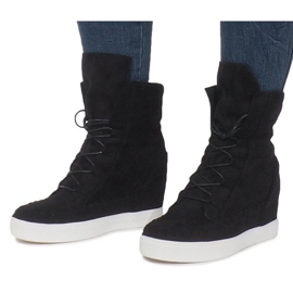 Sort ruskind indiske wedge sneakers 1