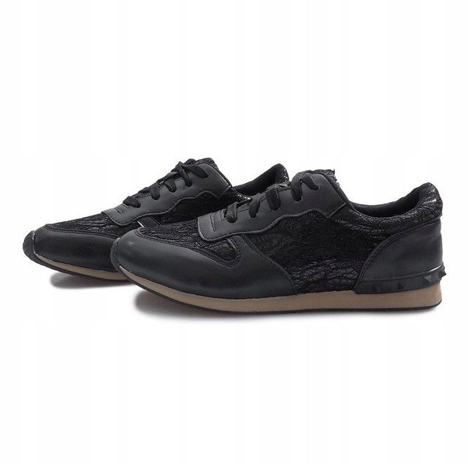 Sorte sneakers med blonder Lou 1