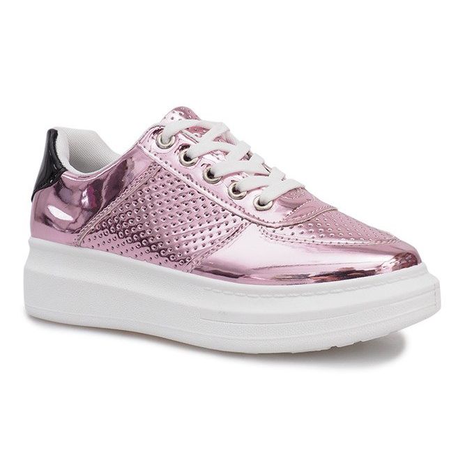 Adele Pink Lacquered Openwork Sneakers sort lyserød 1