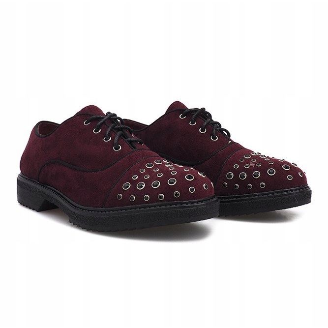 Maroon brogues med Raymonde studs rød 1