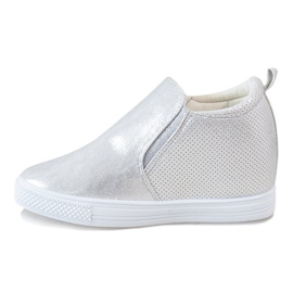Sølv openwork sneakers på kilen DD383-2 grå 1