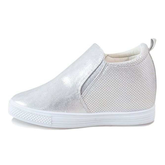 Sølv openwork sneakers på kilen DD383-2 grå 1