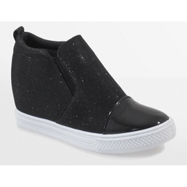 Sorte sneakers på kilen DD410-4 1