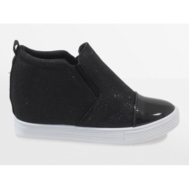 Sorte sneakers på kilen DD410-4 2
