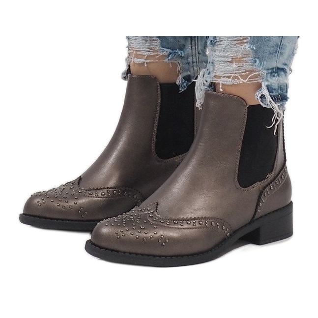 Grå støvler med studs K86 Jodhpur støvler 1