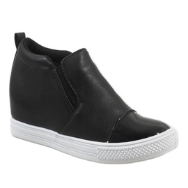 Sorte sneakers på kilen DD409-4 1