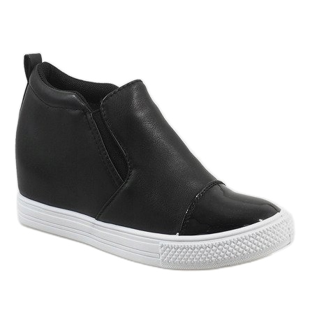 Sorte sneakers på kilen DD409-4 1
