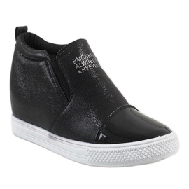 Sorte sneakers på kilen DD392-4 1