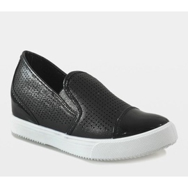 Sorte sneakers på kilen DD439-1 1
