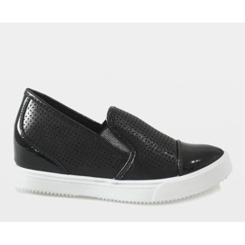 Sorte sneakers på kilen DD439-1 2