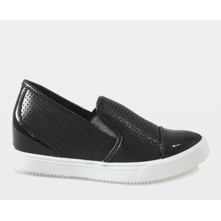 Sorte sneakers på kilen DD439-1 2