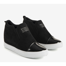 Sorte sneakers på kilen DD394-4 1