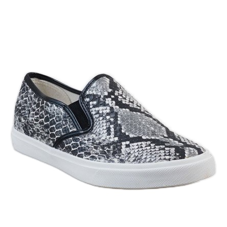Mænds hvide slip-on-sneakers YDB-9 sort 1