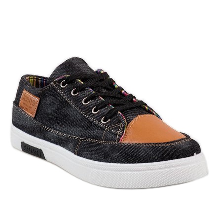 Sort denim herresneakers A9501 1