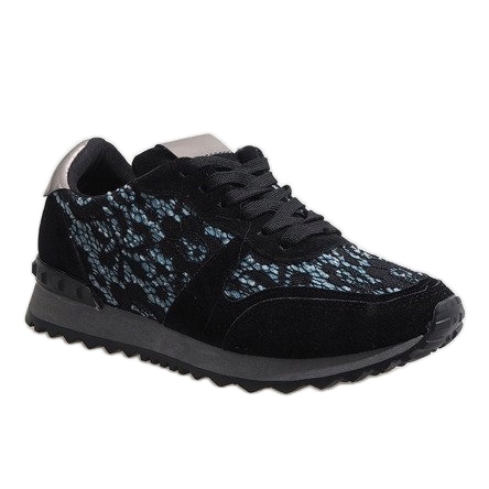 Sorte sneakers med G-100 blonder 1