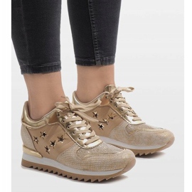 Gyldne sneakers på kilen G-127 gylden 1