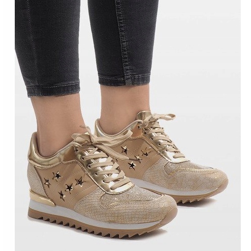 Gyldne sneakers på kilen G-127 gylden 1
