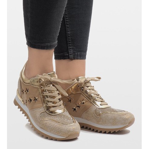 Gyldne sneakers på kilen G-127 gylden 2