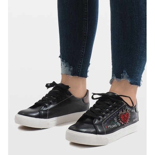 Sorte sneakers hjerte G-115 1