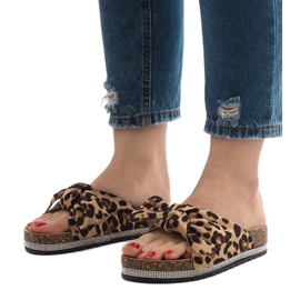 Leopardtøfler med sløjfe N-33 brun 1