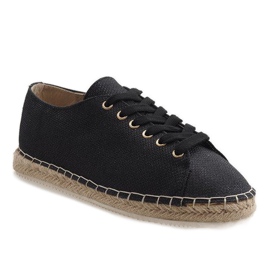 Sort snøret espadriller 831-1 1