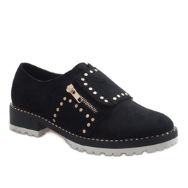 Sorte slip-on sko med U-6249 nitter 1