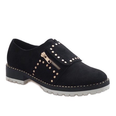 Sorte slip-on sko med U-6249 nitter 1