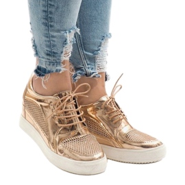 Champagne lakerede openwork sneakers WW055A gul 3