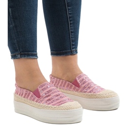 Lyserøde espadrilles sneakers på GH001 platformen 1