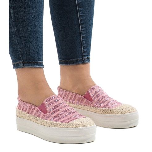 Lyserøde espadrilles sneakers på GH001 platformen 1