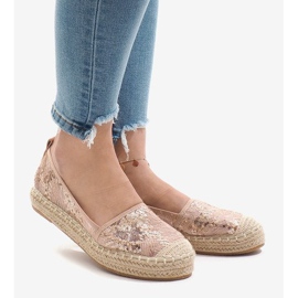Lyserøde åbnede espadriller L08-71 2