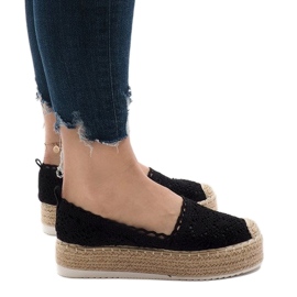Sorte sneakers espadriller på 7801-P platformen 1