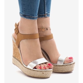 Sølvlakerede kile sandaler VB76063 brun 1