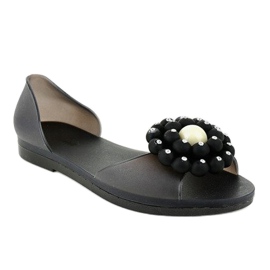 Sorte Meliski sandaler med blomst HM701 1