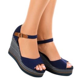Marineblå kile sandaler espadrilles 9079 1