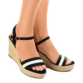 Sorte sandaler med espadrilleskiver 9072 1