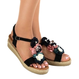 Sorte kile sandaler med blomster 218-168 1