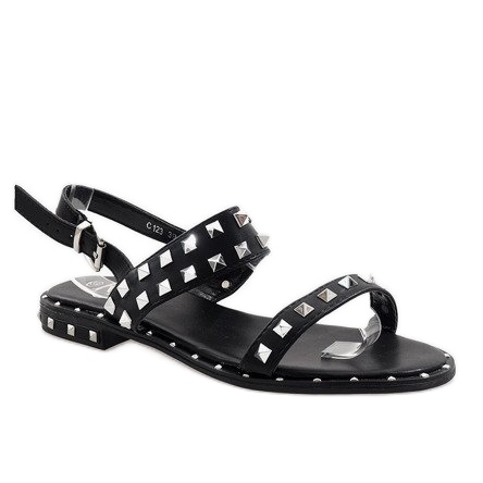 Sorte sandaler med studs C123 1
