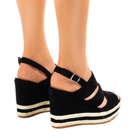 Sorte espadriller på kilehælen FG6 1