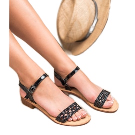 SHELOVET Flettede sandaler med høj hæl sort 2