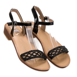SHELOVET Flettede sandaler med høj hæl sort 4