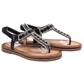 SHELOVET Sorte sandaler med flip-flops 1